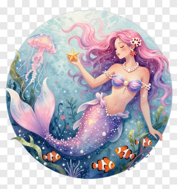 Mermaid Holding Starfish PNG