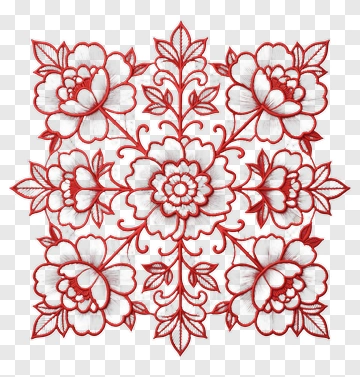 Red Flower Lace Ornament PNG