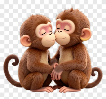 Two Cute Monkeys Hugging PNG