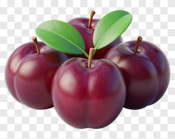 Cluster Of Plums With Leaves PNG