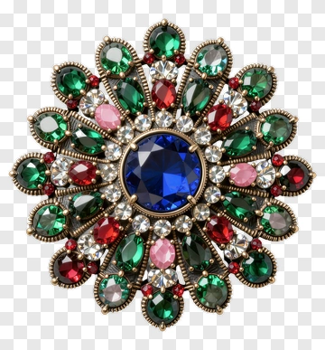 Blue Gem Brooch With Colorful Gems PNG