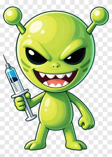 Mischievous Alien With Syringe PNG
