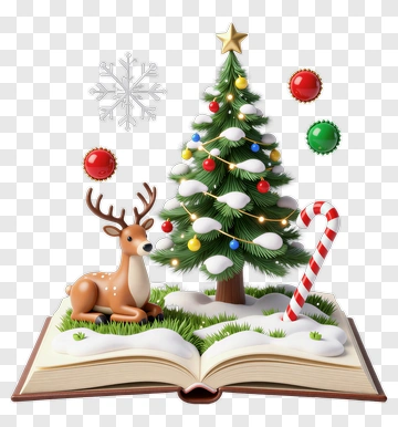 Christmas Tree Reindeer And Candy Cane PNG