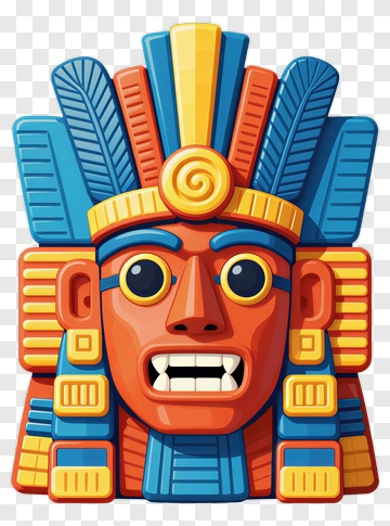 Mayan Mask With Ceremonial Headdress PNG