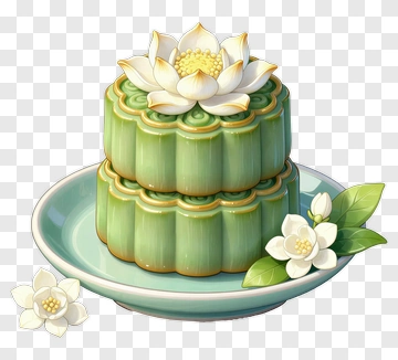 Green Mooncake With Lotus And Jasmine PNG
