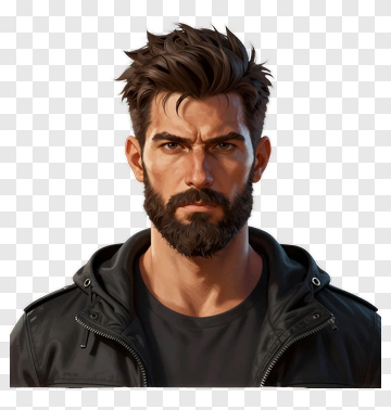 Man With Beard And Spiky Hair PNG