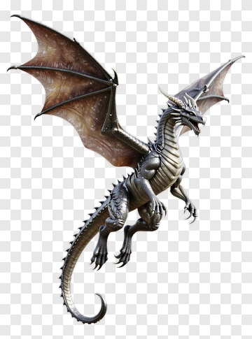 Silver Dragon With Brown Wings PNG