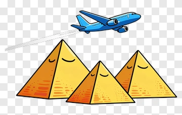 Blue Airplane Flying Over Pyramids PNG