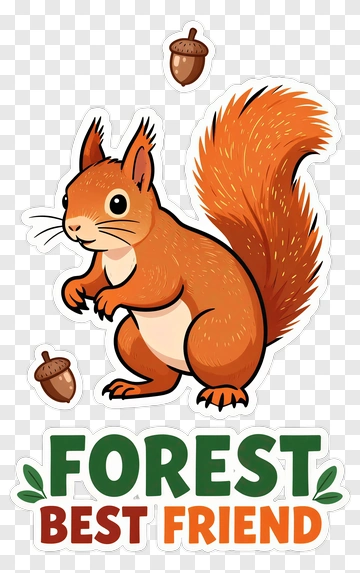 Squirrel Forest Best Friend Sticker PNG