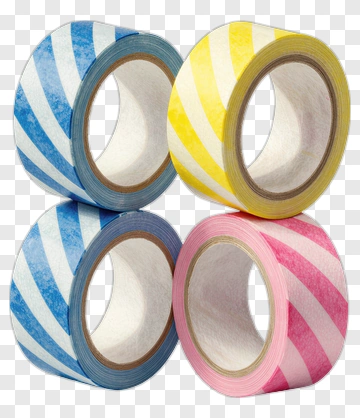 Four Striped Tape Rolls In Bright Colors PNG