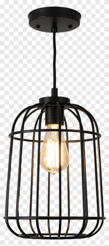 Black Cage Pendant Light PNG