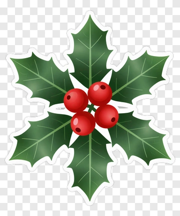 Holly Berry Snowflake Sticker PNG