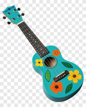 Colorful Ukulele With Floral Design PNG