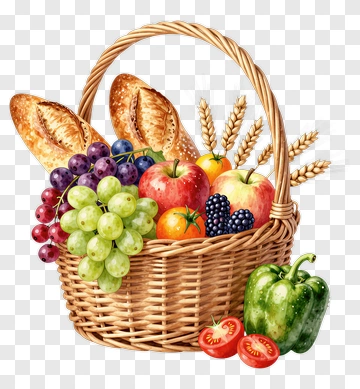 Wicker Basket Filled With Fresh Produce PNG