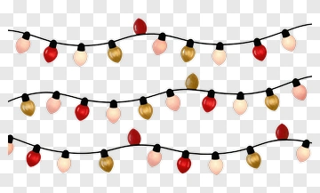 String Christmas Lights In Red Gold And Pink PNG