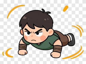 Cartoon Boy Doing Push-Up PNG