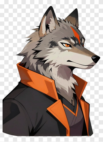 Wolf Character With Orange Marking PNG