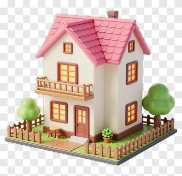 Cute Toy House With Pink Roof PNG