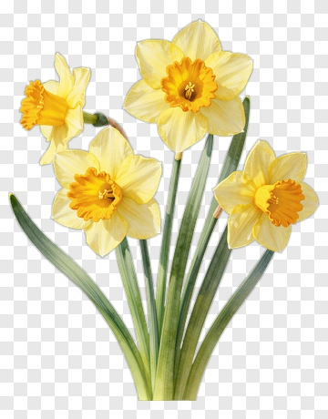 Yellow Daffodil Blossoms In Spring PNG
