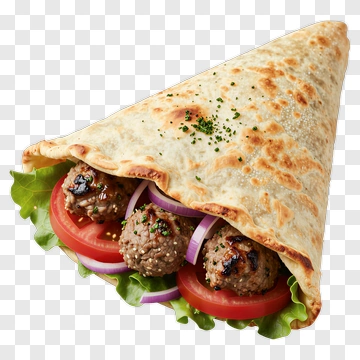 Kebab Wrap With Meatballs And Vegetables PNG