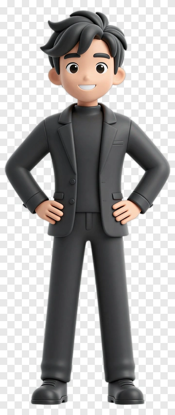 Cartoon Man In Black Suit PNG