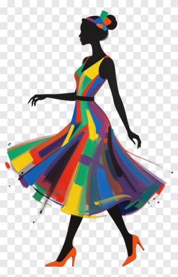 Colorful Silhouette Of A Dancing Woman PNG
