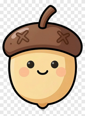 Cute Acorn Character PNG