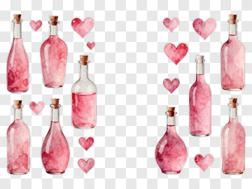Pink Bottles With Hearts PNG