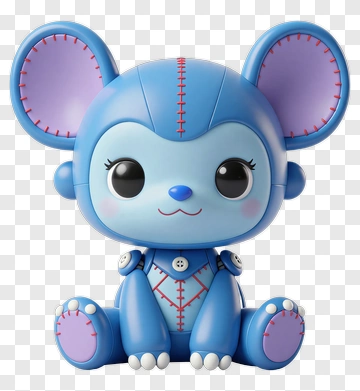 Blue Stitched Mouse Toy PNG