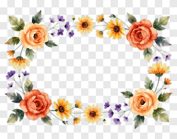 Watercolor Flower Arrangement Frame PNG