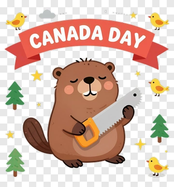 Beaver Celebrating Canada Day PNG