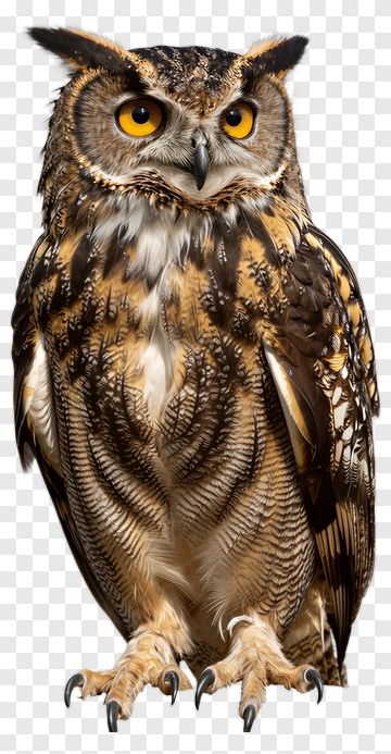 Great Horned Owl Perched On Branch PNG