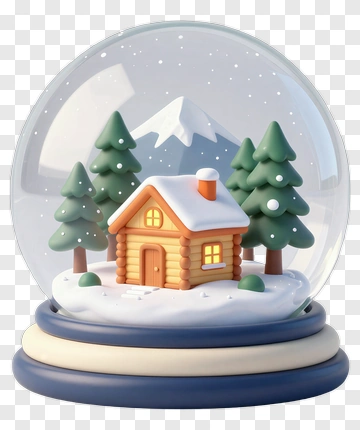 Snow Globe With Cozy Cabin And Pine Trees PNG