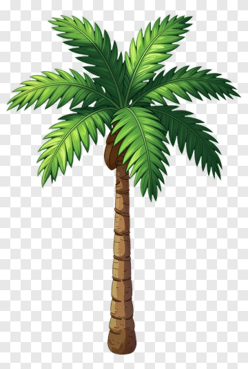 Cartoon Palm Tree With Coconut PNG