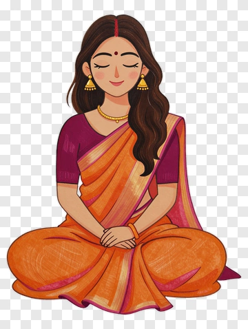 Indian Woman In Traditional Sari PNG