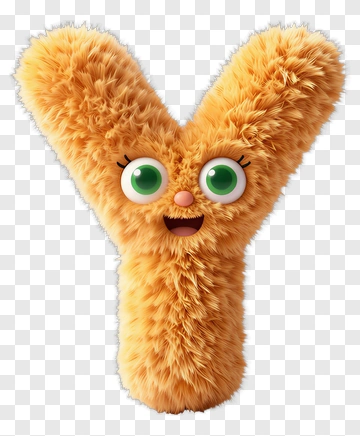 Furry Orange Letter Y With Green Eyes PNG