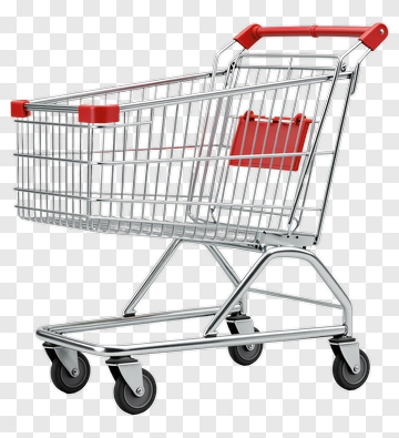 Shopping Cart With Red Handle PNG