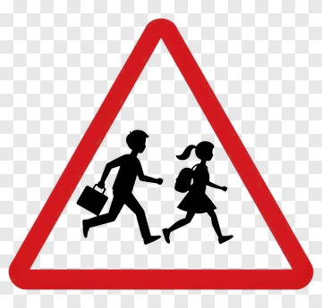 School Crossing Sign With Children PNG