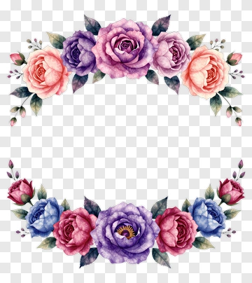 Watercolor Flower Arrangement Frame PNG