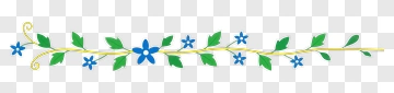 Blue Flowers And Green Leaves On Yellow Vine PNG