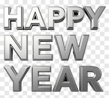 Happy New Year 3D Silver Text PNG