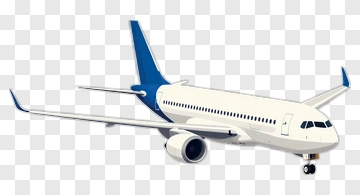 White Airplane With Blue Tail PNG