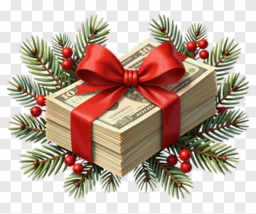 Stack Of Money Wrapped As A Gift PNG