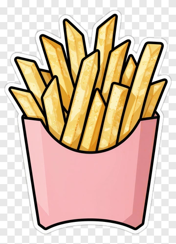 Cartoon Fries In Pink Bag PNG