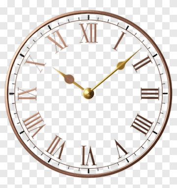 Copper Frame Clock With Gold Hands PNG