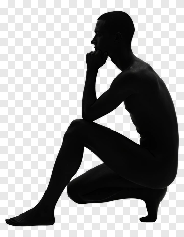 Silhouette Of A Thinking Man PNG