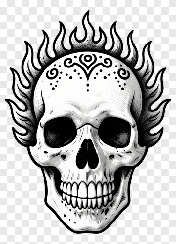 Skull With Flame Design PNG