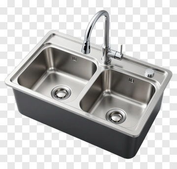 Modern Stainless Steel Double Basin Sink PNG