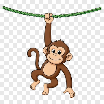 Cute Monkey Hanging On Rope PNG