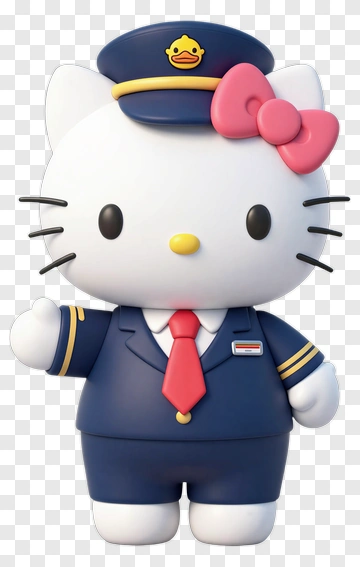 Hello Kitty As Airline Stewardess PNG